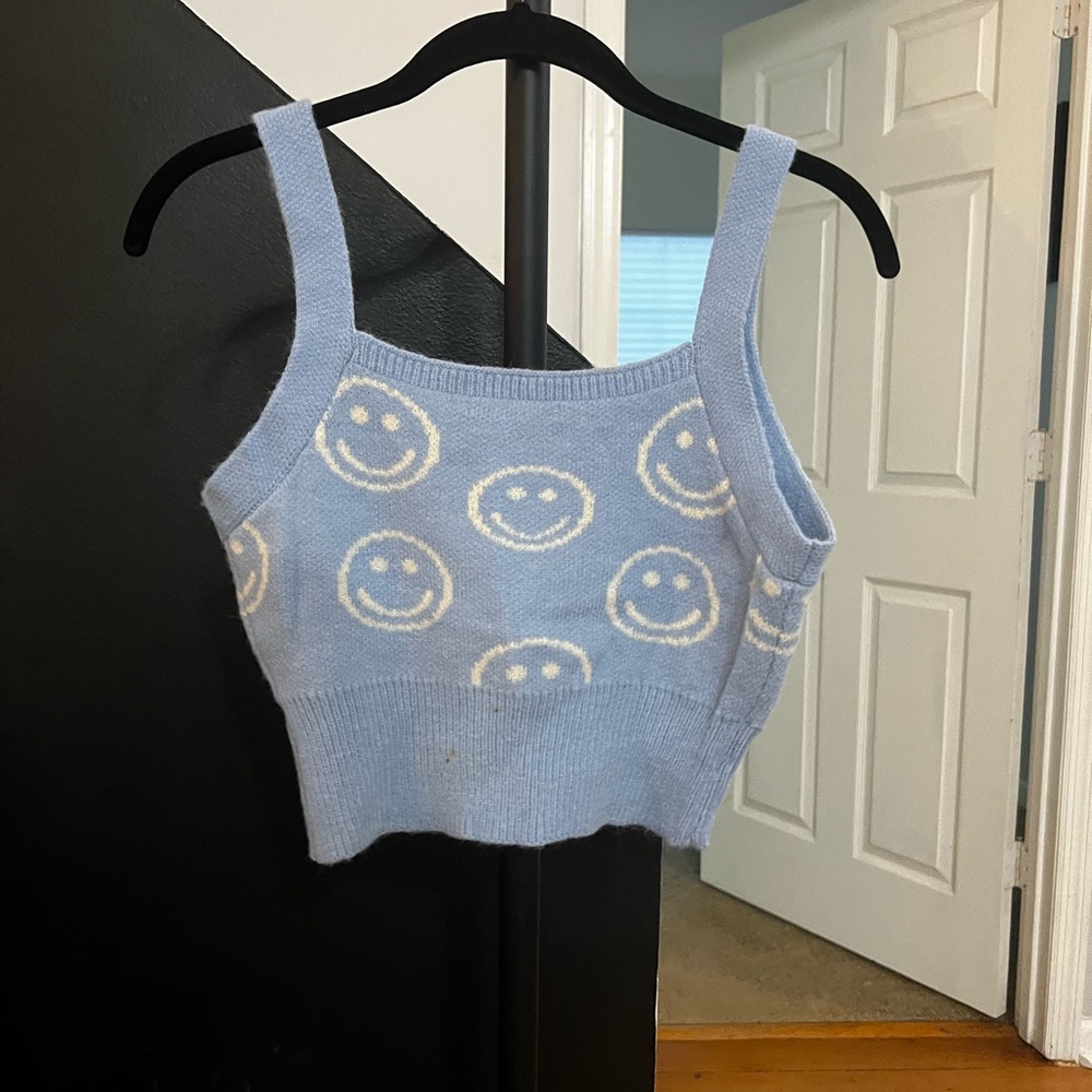 Blue Smiley Sweater Tank